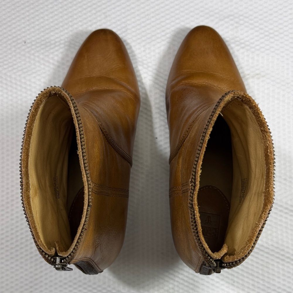 Frye Steffi Zip Short Brown Leather Ankle Boots Size 8.5 - Picture 10 of 16